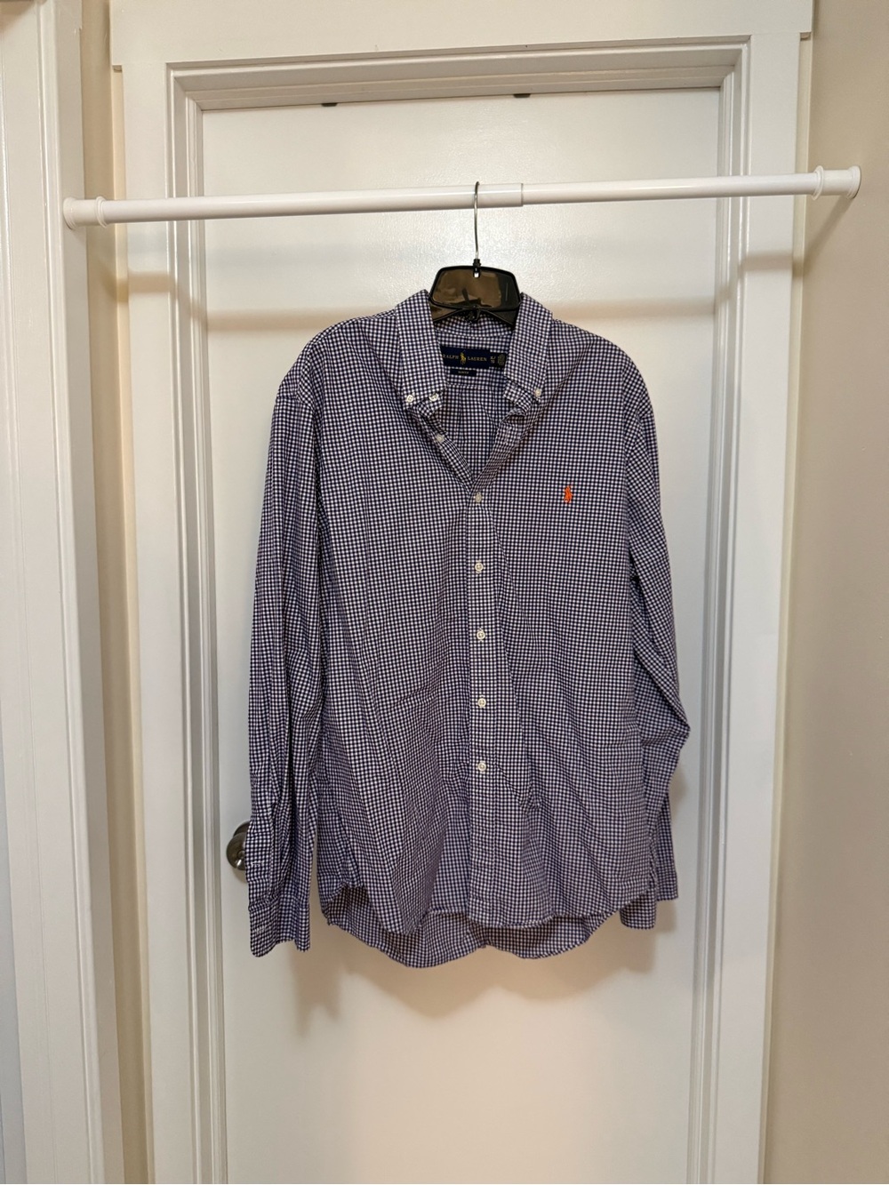 Ralph Lauren Navy & White Micro-Gingham Button-Down Shirt
